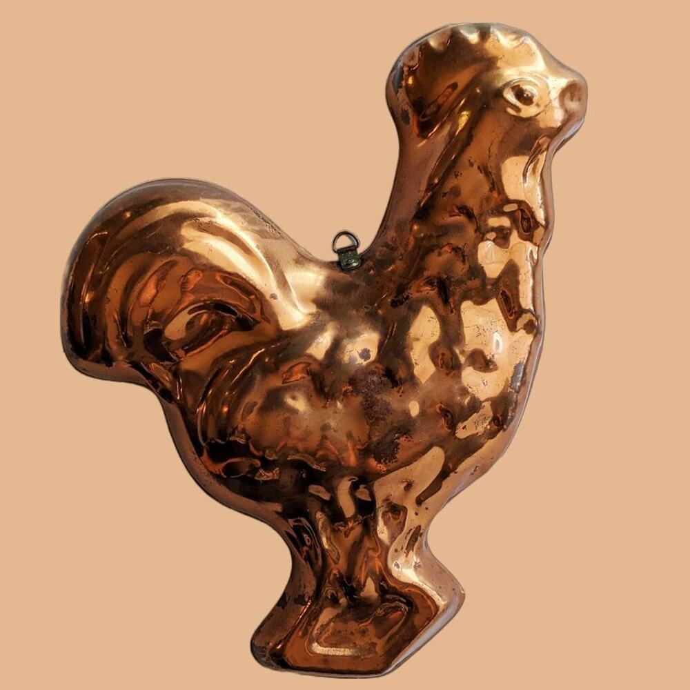 Vintage Copper Chicken Mild with Brass Hanging Hardware